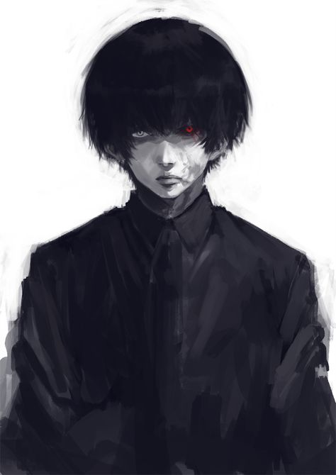 Pixiv ID 1245162 Sasaki Haise, Black Style, Black And White, Red, Anime, White, Black, Art