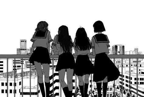 Days will pass but I think we’ll continue to know each other. Koro Sensei, Anime Group, Black And White Girl, 얼굴 그리기, Anime Friendship, Drawings Of Friends, Friend Anime, Poses References, 영감을 주는 캐릭터