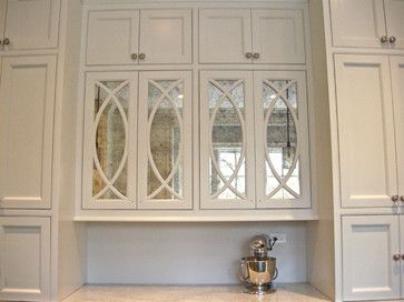 Antiqued Mirror Kitchen Cabinets contemporary-kitchen Mirror Kitchen Cabinets, Mirrored Kitchen Cabinet, Mirror Kitchen, Mirrored Cabinet Doors, Mirrored Cabinets, Antique Kitchen Cabinets, Glass Kitchen Cabinets, Upper Kitchen Cabinets, Antiqued Mirror