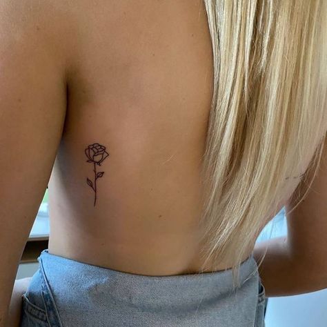 Rose Friendship Tattoo, Ribs Rose Tattoo, Dainty Rose Tattoo Arm, Small Rose Tattoo On Back, Hidden Rose Tattoo, Rose Placement Tattoo, Roses Tatoos Ideas, Rose Tattoo Tiny, Rose Dainty Tattoo