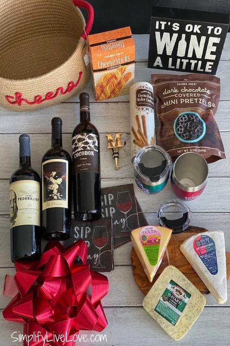 Wine Gift Basket Ideas Silent Auction, Thank You Wine Gift Basket Ideas, Wine Baskets For Raffles Fundraisers, Wine Night Basket, Wine Lover Gift Basket, Wine Basket Ideas Raffle, Diy Wine And Cheese Basket, Rose Wine Gift Basket Ideas, Silent Auction Wine Basket Ideas