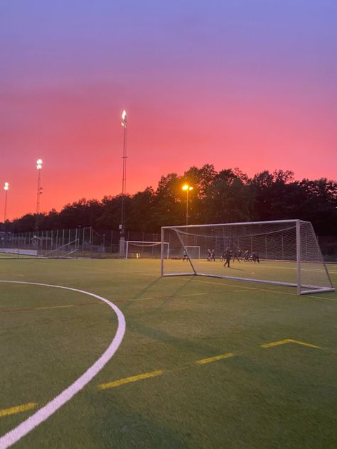 Soccer, field, pink, coquette, sunset Soccer Asthetic Picture Wallpaper, Football Vision Board, How To Play Football, Playing Soccer Aesthetic, Playing Football Aesthetic, Football Field Sunset, Football Field Aesthetic, Football Aesthetic Soccer, Football Sunset