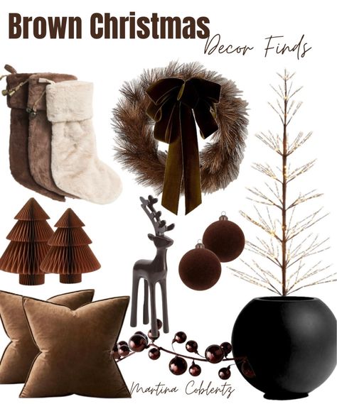 Dark Neutral Christmas Decor, Cozy Minimalist Christmas, Earth Tone Christmas Decor, Brown Christmas Aesthetic, Organic Modern Christmas Decor, Christmas Tree Themes 2023, Earth Tone Christmas, Brown Christmas Tree Decorations, Brown Christmas Decor