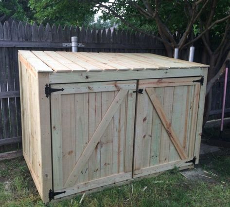 How To Build A Garbage Can Enclosure | Part 1 1 Trash Can Shed, Garbage Can Enclosure, Build Your Own Shed, Firewood Shed, Shed Construction, Shed Building, Backyard Sheds, Backyard Shed, Potting Bench