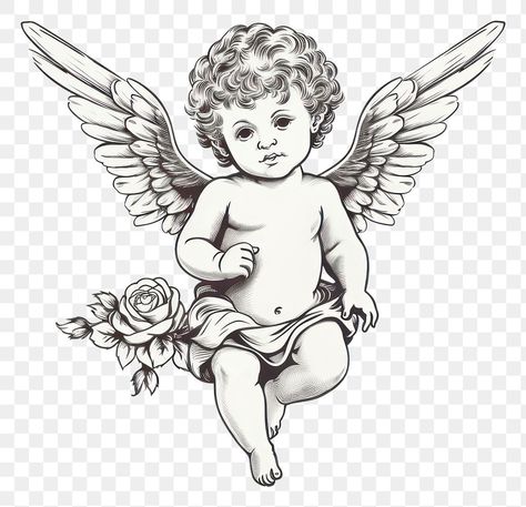 Drawing sketch angel cupid. AI generated Image by rawpixel. | premium image by rawpixel.com / Sasikarn Kongsricharoen Cupid Angel Drawing, Cupid Outline, Cherub Outline, Baby Angel Drawing, Cupid Sketch, Angels Drawing, Angel Baby Drawing, Sketch Angel, Cupid Drawing