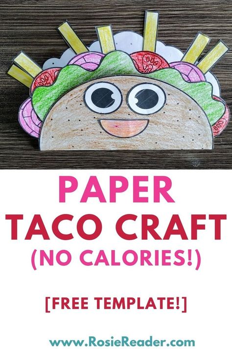 This paper taco craft is sooooooo easy! Get the free taco template, color it in, chop it up... and make a zero-calorie pretend treat! Dragons Love Tacos Preschool Activities, Dragons Like Tacos Activities, Story Book Crafts Preschool, Dragons Eat Tacos Activities, Dragon Lesson Plans Preschool, Easy Dragon Craft, Dragon Craft Preschool, Dragon Loves Tacos Activities, Read Aloud Crafts Kindergarten