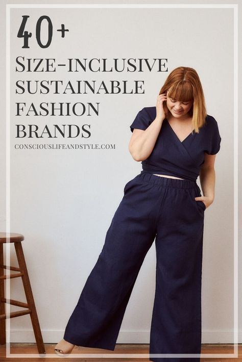 These size-inclusive brands offer plus size ethical and sustainable clothing, undergarments, and swimwear! Some brands in this guide make sizes up to 6XL and all brands in this guide offer a range going up to at least 2XL.  Plus Size Sustainable Clothing | Plus Size Ethical Fashion | #ConsciousStyle Plus Size Fashion Designers, Ethical Plus Size Clothing, 70 Plus Size Fashion, Plus Capsule Wardrobe Plus Size, Curvy Linen Outfit, Capsule Wardrobe 2023 Midsize, Curvy Style 2023, Plus Size Sustainable Fashion, French Chic Plus Size