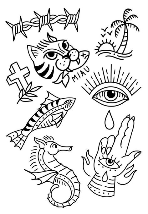 Outline Flash Tattoo, Quirky Traditional Tattoo, Printable Tattoo Designs Small, Simple Traditional Tattoo Outline, Apprentice Tattoos, Eden Tattoo, Traditional Tattoo Filler, Doodle Bob, Traditional Tattoo Outline