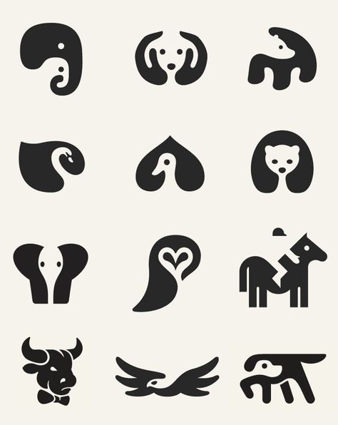 Negative Space Animal Icons by George Bokhua Animal Icon Design, Symbol Ideas, Logo Animal, Space Animals, Art Challenges, Inspiration Logo Design, Desain Editorial, Elements And Principles, Animal Icon