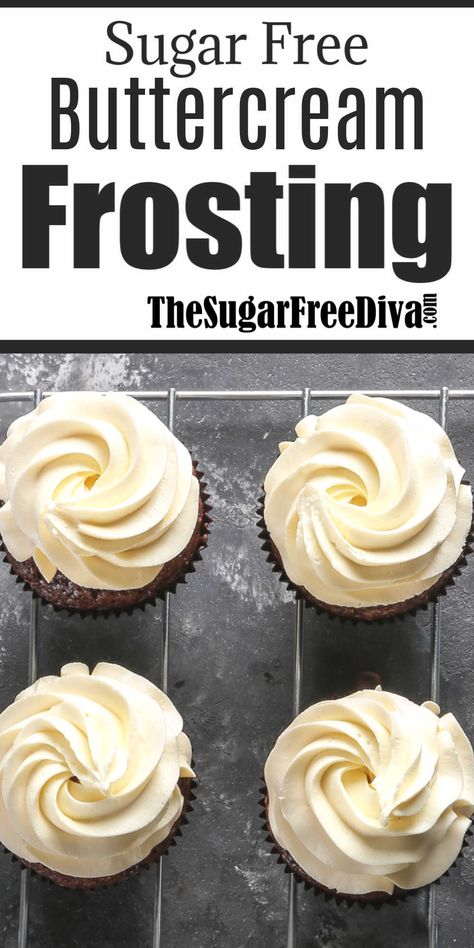 Low Carb Buttercream Frosting, Sugar Free Fat Free Desserts, Sugar Free Cake Mix Recipes, Sugar Free Buttercream Frosting, Keto Icing, Sugar Free Frosting Recipe, Stevia Desserts, Keto Frosting, Cupcake Desserts