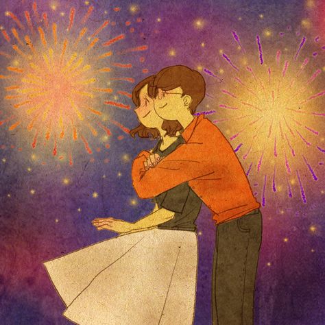 ♥ FIREWORKS ~  "It's so beautiful--like flowers blooming in the sky..."  ♥  by Puuung  https://www.facebook.com/puuung1?fref=ts  ♥ Puuung Love Is, Illustration Couple, Art Amour, Image Couple, Cute Couple Comics, Couple Illustration, Cute Love Cartoons, Love Illustration, Cute Couple Art