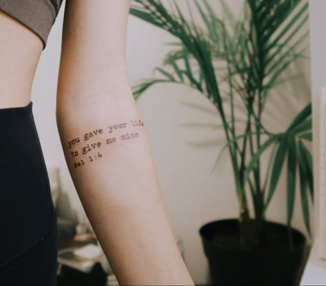 Christian Song Tattoos For Women, You Say Tattoo Lauren Daigle, Forearm Lyric Tattoo, Lauren Daigle Tattoo Ideas, Christian Song Lyrics Tattoos, Bible Quote Tattoos For Women On Arm, Hymn Tattoo Ideas, Christian Song Lyric Tattoos, Galatians 2 20 Tattoo