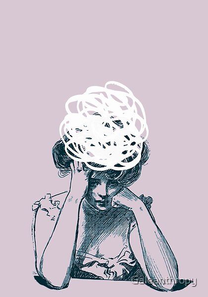 Overthinking girl with a pink background Overthinker Pictures, Image Of Overthinking, Overthink Pictures Art, Overthinking Pictures Mood Wallpaper, Messy Brain Tattoo, Wallpaper Backgrounds Overthinking, Illustrations Overthinking, Overthink Pictures, Overthings Drawing