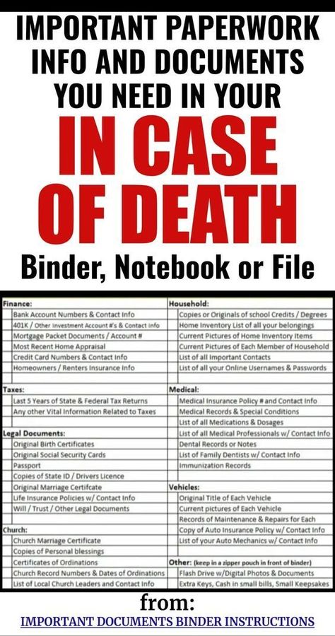 Life Organization Binder, Family Emergency Binder, Nyttige Tips, Estate Planning Checklist, Emergency Binder, When Someone Dies, Pinterest Help, Organizing Paperwork, Life Binder