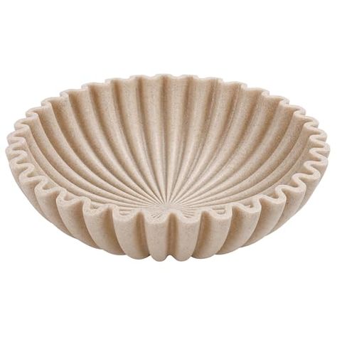 YMXYJM Large Decorative Bowl, Modern Handicraft Bowls for Home Decor, Decorative Fruit Bowl for Kitchen Counter, Ruffle Bowl Decor, Stylish Key Bowl for Entry Table, Beige Entryway Bowl For Keys, Pedestal Bowl Decor, Keys Bowl, Large Decorative Bowl, Table Beige, Bowl Decor, Chip Bowl, Key Bowl, Modern Centerpieces