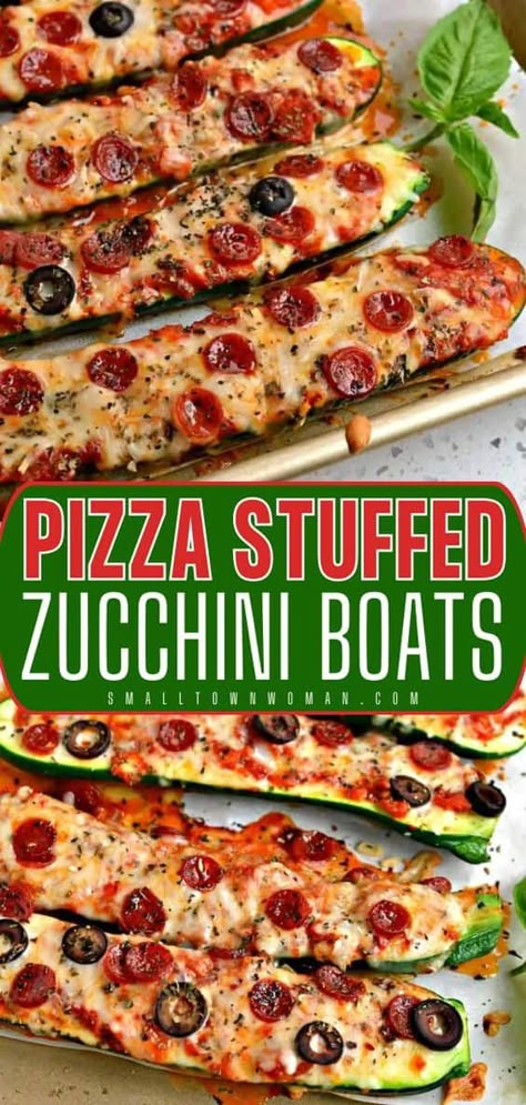 Here's an easy zucchini recipe that's ready in just 30 minutes! It lets you have a family dinner idea that's fun to eat. Baked with marinara, garlic, cheese, and pepperoni, these Pizza Stuffed Zucchini Boats taste amazing while being low-carb! Super Quick Dinner, Zucchini Boat Recipes, Green Diet, Stuffed Zucchini Boats, Stuffed Zucchini, Boiled Egg Diet Plan, Zucchini Boats, Low Carb Dinner Recipes, Low Carb Dinner