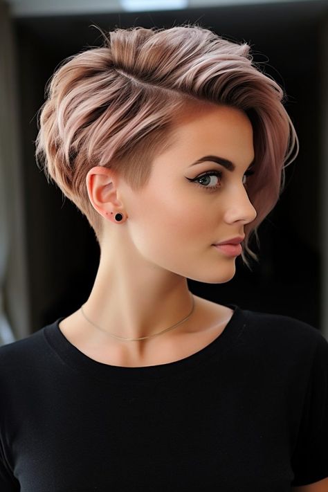 World of 60 Edgy short pixie cuts Female Pompadour Short, Pixie Haircut Thick Straight Hair, Shaved Sideburns Women, Κούρεμα Bob, Longer Pixie Haircut, Kadeřnické Trendy, Short Hair Images, Short Hair Pixie Cuts, Messy Short Hair