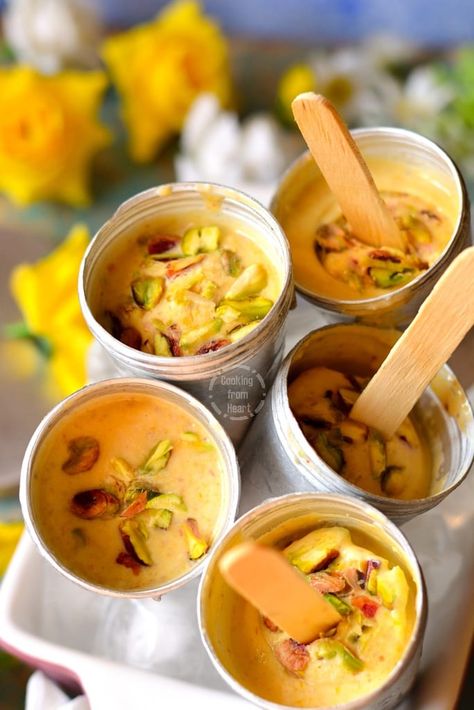 Kulfi Recipe Easy, Mango Kulfi Recipe, Pistachio Kulfi, Malai Kulfi Recipe, Mango Kulfi, Easy Indian Dessert, Fruity Recipes, Kulfi Recipe, Mango Sorbet