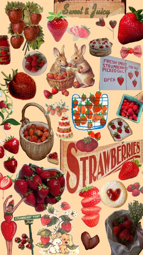 Strawberry Collage, Vintage Americana Aesthetic, Strawberry Summer, Fruits Drawing, Fruit Wallpaper, Spring Wallpaper, Cute Strawberry, Instagram Photo Inspiration, Pretty Wallpapers Backgrounds