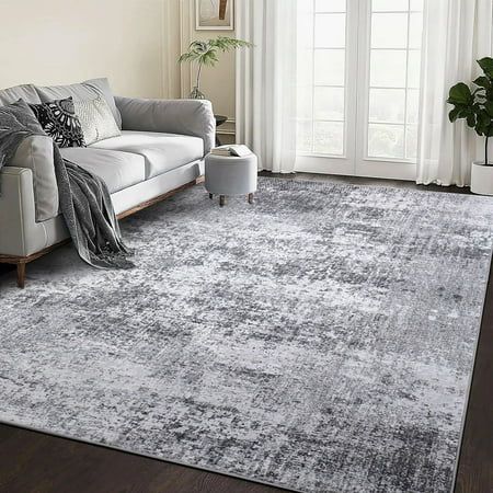 BERTHMEER aims to bring stylish decor to your home. Abstract area rug with 0.27 inch height is soft and durable. Modern rugs with non-slip backing features distressed abstract pattern in gray and white tone. Timeless rugs can be placed in your bedroom, farmhouse, living room, dining room, farmhouse and office. Cleaning with a vacuum cleaner is available. Machine washable rug will be a great addition to your home. It will be in a folding package which can save more space and come to you faster. Size: 5' x 7'. Flatweave Area Rug, Viscose Rug, Blue Grey Rug, Contemporary Classic, Transitional Decor, Handmade Modern, Abstract Rug, Area Rugs For Sale, Touch Of Modern