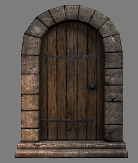 3d Castle, Dollhouse Door, Medieval Door, Door Texture, Castle Doors, Door Entryway, Medieval Houses, Arched Doors, Old Doors