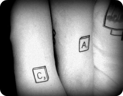 six year anniversary tattoo | blogged on artbakelove.blogspo… | Flickr Scrabble Tattoo, Six Year Anniversary, Tattoo Friendship, Letter Tattoos, Anniversary Tattoo, Geometric Line Tattoo, Taboo Tattoo, Matching Tats, L Tattoo