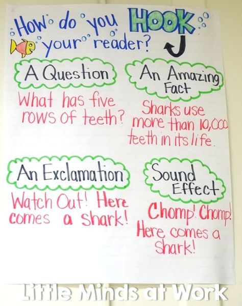 All the Best Writing Anchor Charts for Kids - WeAreTeachers Writing Hooks, College English, Ela Anchor Charts, Writing Examples, Project Topics, English Essay, Bored Teachers, Application Essay, Third Grade Writing