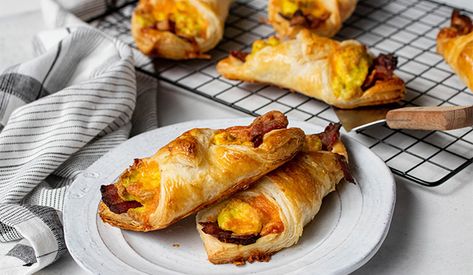 Bacon, Egg, and Cheese Turnover | Sugardale Bacon Egg And Cheese Turnovers, Cheese Empanadas, Bacon Egg Cheese, Turnover Recipes, Wakey Wakey, Bacon Egg And Cheese, Bacon Recipe, Egg Cheese, Egg And Cheese