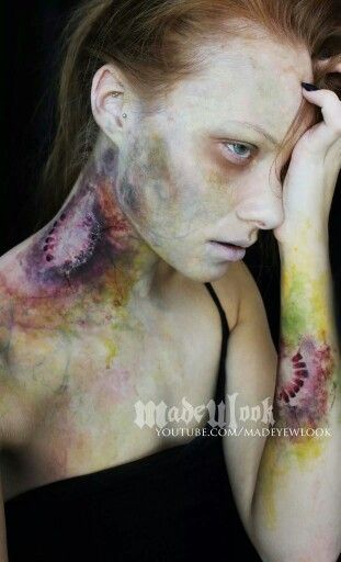 Zombie Bite Makeup, Maquillage Halloween Zombie, Zombie Bite, Zombie Halloween Makeup, Make Up Diy, Makeup Zombie, Gore Makeup, Halloweenský Makeup, Zombie Walk