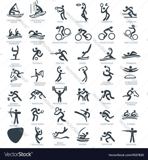 Olympic Icons, Building Icon, Sport Icon, Summer Games, Logo Illustration, Icon Set Vector, Stick Figures, Social Media Posts, Vector Icons