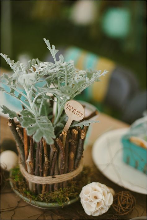 Relaxed bridal shower ideas. #weddingchicks Captured By: Ashley West Photography http://www.weddingchicks.com/2014/09/12/relaxed-diy-bridal-shower/ Forest Theme Table Centerpiece, Southern Wedding Shower Ideas, Wilderness Bridal Shower Theme, Outdoor Fall Bridal Shower Ideas, Woodland Theme Bridal Shower Ideas, Bridal Shower Forest Theme, Nature Bridal Shower Theme, Nature Themed Bridal Shower Ideas, Camping Theme Bridal Shower Ideas