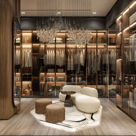 LUXURY DRESSING ROOM :: Behance Luxury Wardrobe Design, Luxurious Dressing Room, Modern Closet Designs, Luxury Dressing Room, Inspirational Homes, Luxury Closets, Closets Design, Luxury Bedrooms, Dream Closet Design