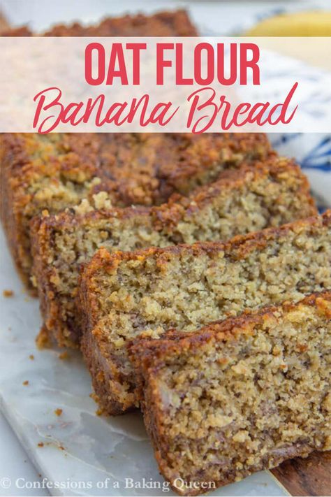 Gluten Free Banana Bread Oat Flour, Oatmeal Flour Banana Bread, Oat Flour Banana Bread, Healthy Bakes, Gluten Free Banana Bread Recipe, Oat Flour Recipes, Yogurt Banana, Zdrava Hrana, Flours Banana Bread