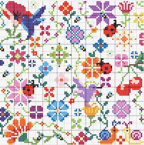 Cross Stitch Charts Free Pattern, Unique Cross Stitch, Flowers Cross Stitch, Patterns Flowers, Tiny Cross Stitch, Stitch Flowers, Tapestry Crochet Patterns, Pola Kristik, Cross Stitch Patterns Flowers