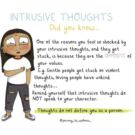 Ocd Intrusive Thoughts, Ocd Thoughts, Ocd Therapy, Mind Management, Intrusive Thoughts, Be Kind To Your Mind, Mental Health And Wellbeing, Mental Health Resources, Mental And Emotional Health