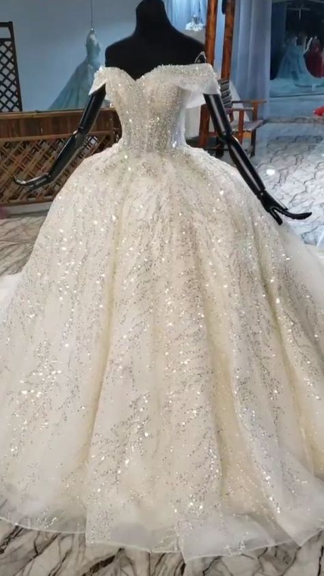 Ostty Wedding Dress | Sparkly wedding dress, Dream wedding ideas dresses, Fancy wedding dresses Queen Wedding Dress, White Quinceanera Dresses, Dresses Quince, Sparkly Wedding Dress, Sparkle Wedding Dress, Pretty Wedding Dresses, Fancy Wedding Dresses, Fancy Wedding, Cute Wedding Dress