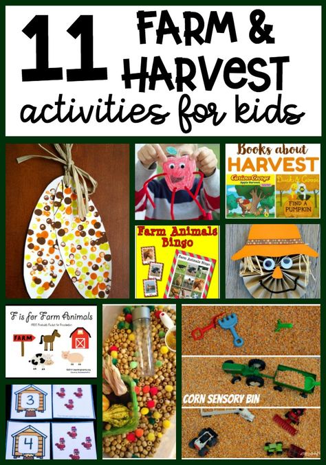 11 Farm and Harvest Activities for Kids - Teaching Mama Harvest Festival Activities, Harvest Activities For Kids, Preschool Harvest Activities, Preschool Harvest Theme, Preschool Harvest, Farm Activities Preschool, Harvest Activities, Festival Activities, Harvest Crafts