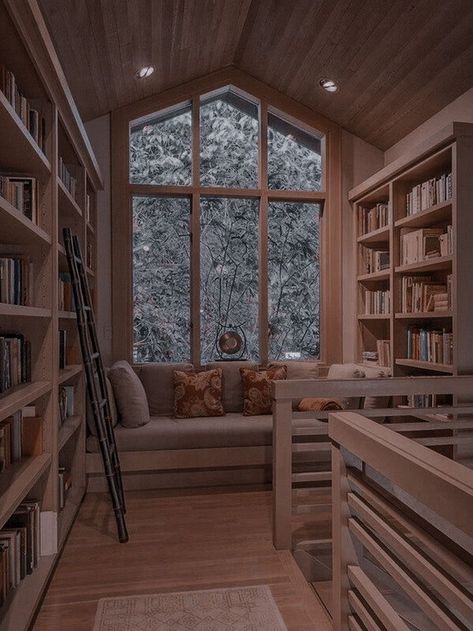 Pin by Erica Belle on Library rooms in 2022 | Luxury homes dream houses, Dream house decor, Dream house interior Library Room Ideas Aesthetic, Aesthetic Home Library Cozy, Houses With Bay Windows, Cool Libraries In Houses, Rooms You Need In Your House, Manga Library Room, Pretty Home Library, Comfy Home Library, Library House Aesthetic