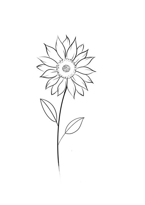 Sunflower Tattoo Outline Drawing, Black And White Sunflower Tattoo Simple, Rose And Sunflower Drawing, Sunflower Tattoo Stencil Simple, Sunflower Dainty Tattoo, Sunflower Line Tattoo Simple, Small Sunflower Drawing Simple, Sunflower Line Drawing Simple, Sunflower Tattoo Line Art