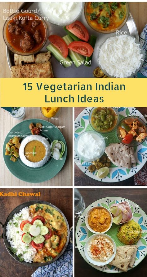 15 Vegetarian Indian Lunch Ideas - #vegetarian #lunchideas #indianfood Lunch Thali Indian, Vegetarian Recipes Lunch Indian, Vegetarian Dishes Indian, Healthy Veg Lunch Recipes Indian, Quick Dinner Ideas Indian, Healthy Lunch Ideas Indian, Dinner Ideas Indian Vegetarian Recipes, Indian Healthy Lunch Ideas, Healthy Indian Lunch Recipes