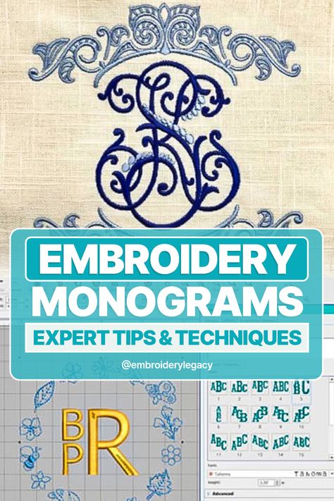 Embroidery Monograms: Expert Tips & Techniques How To Monogram Initials, Embroidery Fonts Machine, Starting An Embroidery Business, Monograms Ideas, Embroidery Fonts Free, Monogram Letters Font, Babylock Embroidery Machine, Machine Embroidery Fonts, Create Monogram