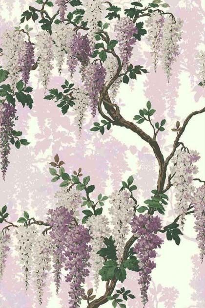 Pearl Lowe, Lilac Wallpaper, Tela Iphone, Purple Wisteria, Mint Wallpaper, Farmhouse Fabric, Feature Wallpaper, Rockett St George, Dark Green Background