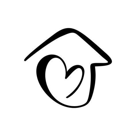 Casa de caligrafía sencilla con corazón. Icono real del vector. Consuelo confort y protección. Construcción de la arquitectura para el diseño del hogar. Elemento de logo dibujado a mano arte vintage Luxe Logo, Heart Real, Simple Calligraphy, Architect Logo, Family Logo, Typographic Logo Design, Logo Creator, House Logo Design, Typographic Logo