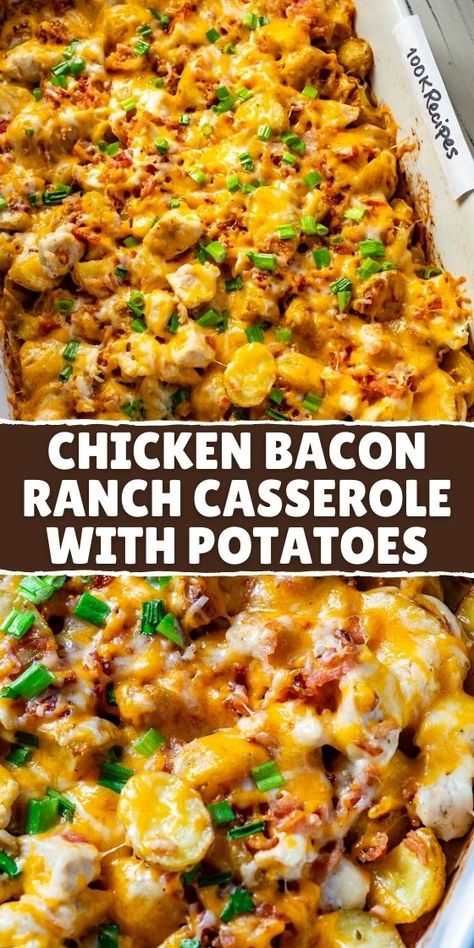 Gf Lunch Recipes, Casserole Meal, Casserole With Potatoes, Chicken Breast Casserole Recipes, Lazy Dish, Chicken Breast Casserole, Chicken Bacon Recipes, Bacon Ranch Casserole, Ranch Casserole