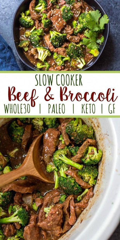 Atkins Slow Cooker Recipes Phase 1, Keri Crockpot Recipes, Whole 30 Slow Cooker Recipes, Beef And Broccoli Crock Pot, Low Carb Crockpot Meals, Whole30 Broccoli, Crockpot Keto Recipes, Low Carb Family Meals, E2m Recipes