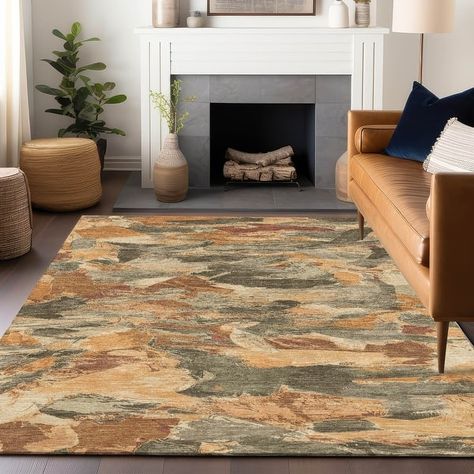 Machine Washable Indoor/ Outdoor Abstract Contemporary Chantille Rug - Bed Bath & Beyond - 41279365 Paint Brush Strokes, Cream Living Rooms, Outdoor Cleaning, Patio Rug, Kitchen Patio, Transitional Rug, Big House, Transitional Living Rooms, Diy Interior