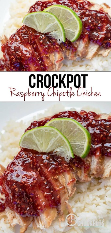 A yummy twist on Chicken! This Crockpot Raspberry Chipotle Chicken is good shredded, with rice, or on sandwiches! This is a must try Recipe! Raspberry Chipotle Chicken, Thigh Marinade, Raspberry Chicken, Chipotle Recipes Chicken, Crockpot Chicken Healthy, Viral Recipes, Chipotle Chicken, Crock Pot Slow Cooker, Healthy Crockpot