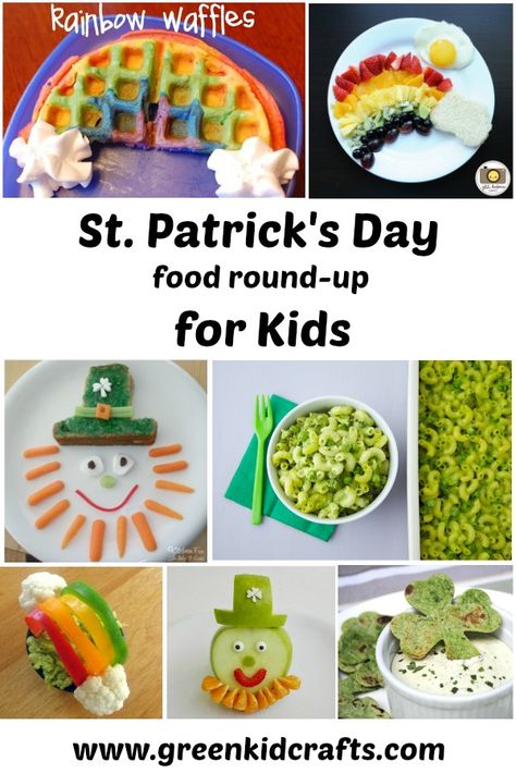 Healthy St. Patrick's Day food for kids. Green food ideas, shamrock shaped food and leprechaun food diy ideas to make at home... St Patrick's Food, Leprechaun Food, St Patrick's Day Food, St Patricks Food, Green Foods, 4h Ideas, Rainbow Waffles, Shaped Food, Green Crafts For Kids