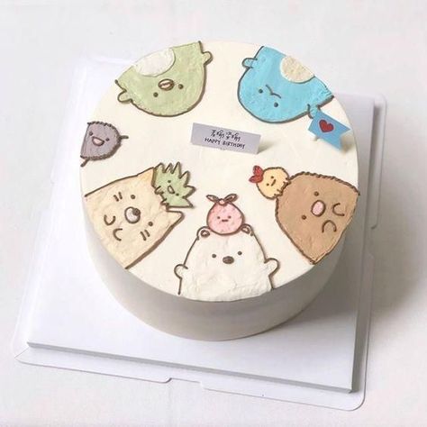 Pastel Cakes, Korean Cake, Simple Cake Designs, Mini Cakes Birthday, Cake Decorating Frosting, Cute Baking, Creative Birthday Cakes, Simple Birthday Cake, Pretty Birthday Cakes