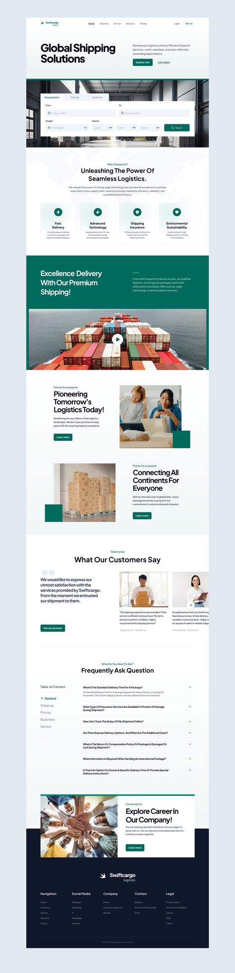 Swiftcargo - Logistic Landing Page by Zakaria for 10am Studio on Dribbble Logistics Landing Page Design, Landing Ideas, Beautiful Website Design, 2d Illustration, Ad Poster, Social Media Advertising Design, Pitch Deck, Landing Page Design, Mobile Design